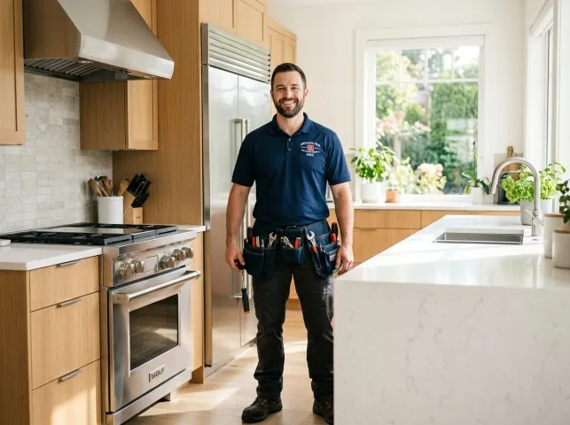 Appliance Repair Hero technician in a Belews Creek, NC kitchen after an appliance repair